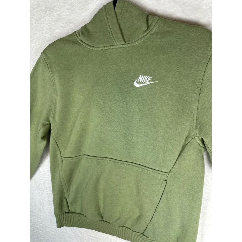 Nike Hoodie Boys Large Green Pullover Fleece Logo Sweatshirt